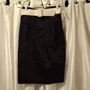 Worthington Black Pencil Skirt with Cream Belt 4